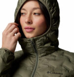 s women wearing a green Delta Ridge II Long Jacket