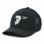 a black cap with a logo