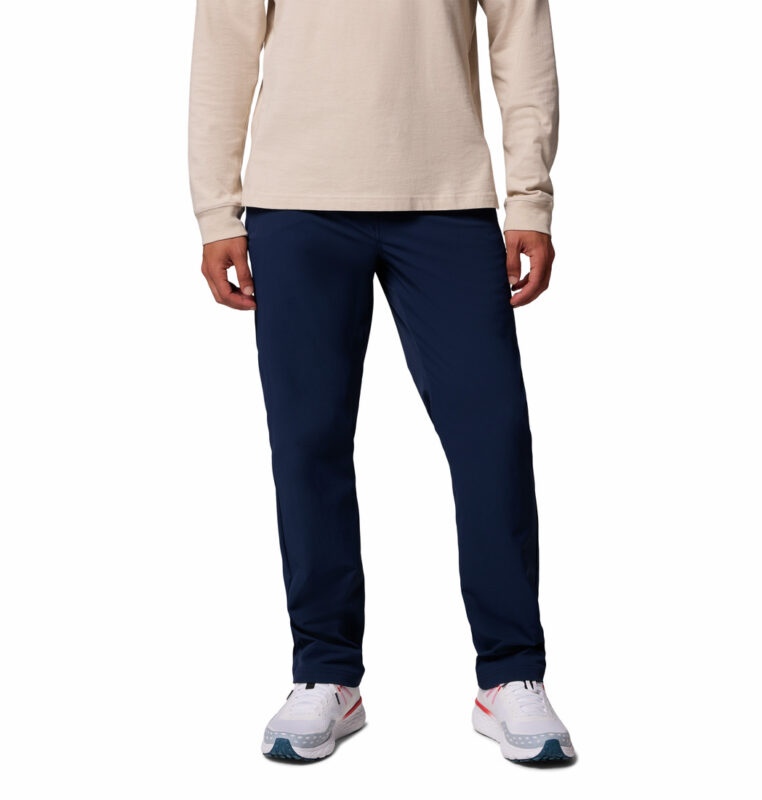 a man wearing blue pants