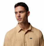 a man wearing a brown Silver Ridge Utility Lite Long Sleeve Shirt