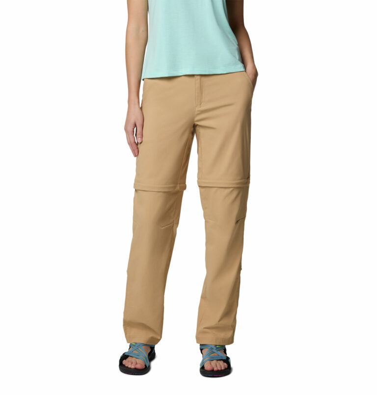 a women wearing a brown leslie falls convertible pants