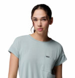 a women wearing a blue Daniela Falls Short Sleeve Tee