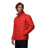 a man wearing a orange Delta Ridge II Down Jacket