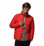 a man wearing a orange Delta Ridge II Down Jacket