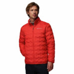 a man wearing a orange Delta Ridge II Down Jacket