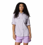 a women wearing a purple Bahama II Long Sleeve Shirt