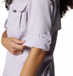 a women wearing a purple Bahama II Long Sleeve Shirt