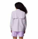a women wearing a purple Bahama II Long Sleeve Shirt