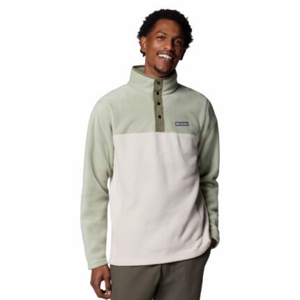 a man wearing a beige Steen Mountain II Half Snap Fleece Pullover