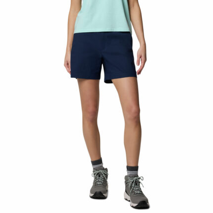 a women wearing a blue Leslie Falls II Shorts