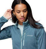a women wearing a blue Essential Hike Gred Full Zip Fleece Jacket