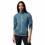a women wearing a blue Essential Hike Gred Full Zip Fleece Jacket