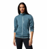 a women wearing a blue Essential Hike Gred Full Zip Fleece Jacket