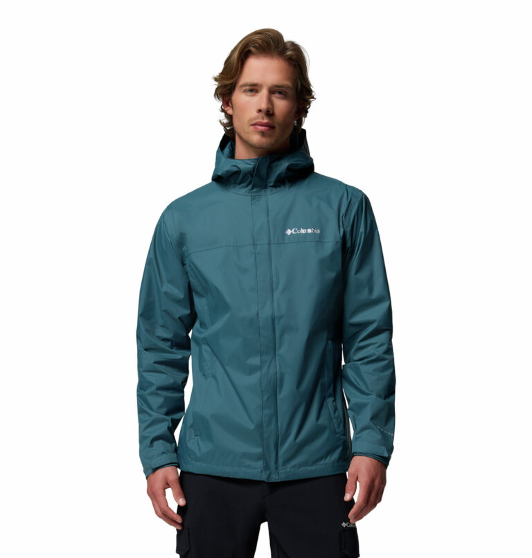 a man wearing a blue watertight II jacket