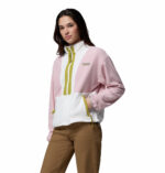 a women wearing a white pink Backbowl II Full Zip Fleece Jacket