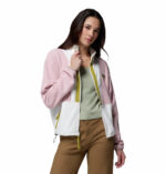 a women wearing a white pink Backbowl II Full Zip Fleece Jacket