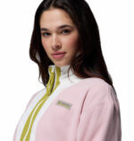 a women wearing a white pink Backbowl II Full Zip Fleece Jacket