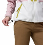 a women wearing a white pink Backbowl II Full Zip Fleece Jacket