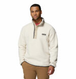 a man wearing a white Helvetia II Half Snap Fleece