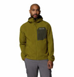 a man wearing a green Tall Heights III Softshell Jacket