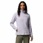 a women wearing a purple Fast Trek II Fleece Jacket