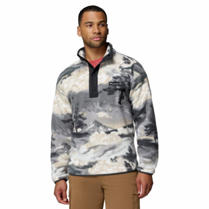 a man wearing a multi colour Helvetia II Printed Half Snap Fleece