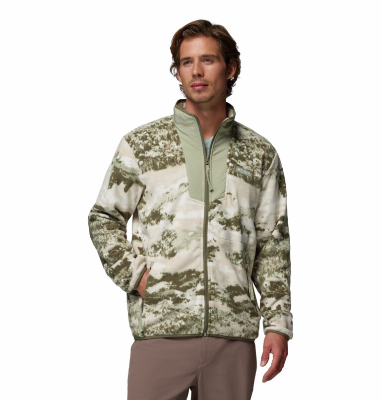 a man wearing a multi colour Sequoia Grove Printed Full Zip Fleece Jacket