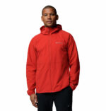 a man wearing a orange Trailborne Jacket