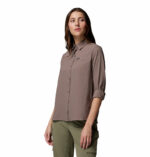 a women wearing a grey Silver Ridge II Utility Long Sleeve Shirt
