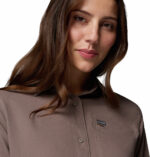 a women wearing a grey Silver Ridge II Utility Long Sleeve Shirt