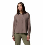 a women wearing a grey Silver Ridge II Utility Long Sleeve Shirt