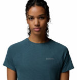 a women wearing a blue Stealth Spring Short Sleeve Tee