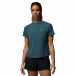 a women wearing a blue Stealth Spring Short Sleeve Tee