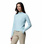 a women wearing a blue Stealth Spring Long Sleeve Hoodie