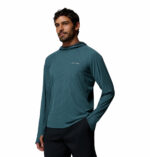 a man wearing a blue Stealth Spring Hoodie