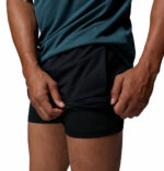 a man wearing black Stealth Spring Lined Shorts