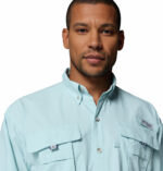 a man wearing a PFG Bahama II Long Sleeve Shirt