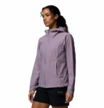 a women wearing a purple Loop Trail III Windbreaker