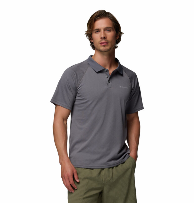 a man wearing a Grey Alpine Chill Pro Polo