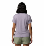 a women wearing a purple Parsons Point Short Sleeve Graphic Tee