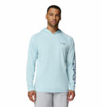 a man wearing a blue PFG Terminal Tackle Hoodie