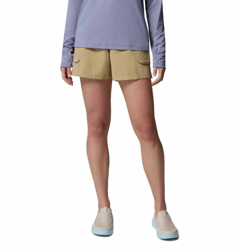a women wearing PFG Wild Cast Shorts