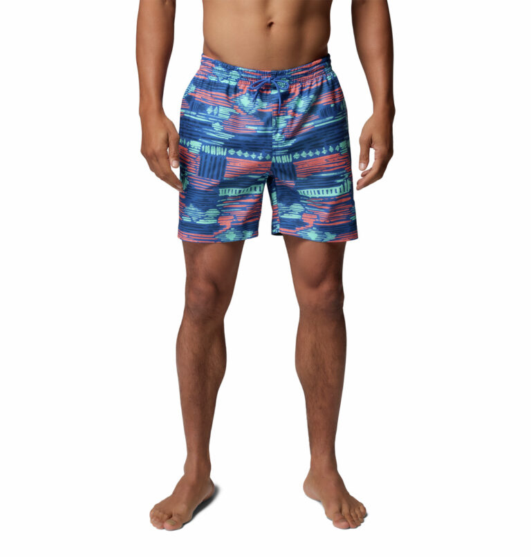 a man wearing a PFG Rambler Printed Water Shorts